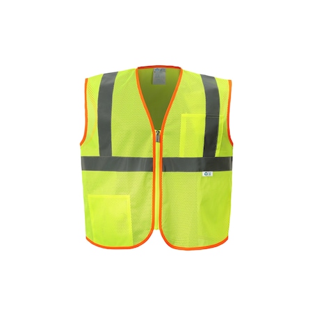 2W International Hi-Vis Economy Safety Vest S Class 2 U Back, , Zipper 2 Pockets RMZ529C-2 S